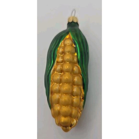 Vintage Pier 1 Corn Cob Blown Glass Christmas 4" Ornament U313 a - Picture 2 of 4